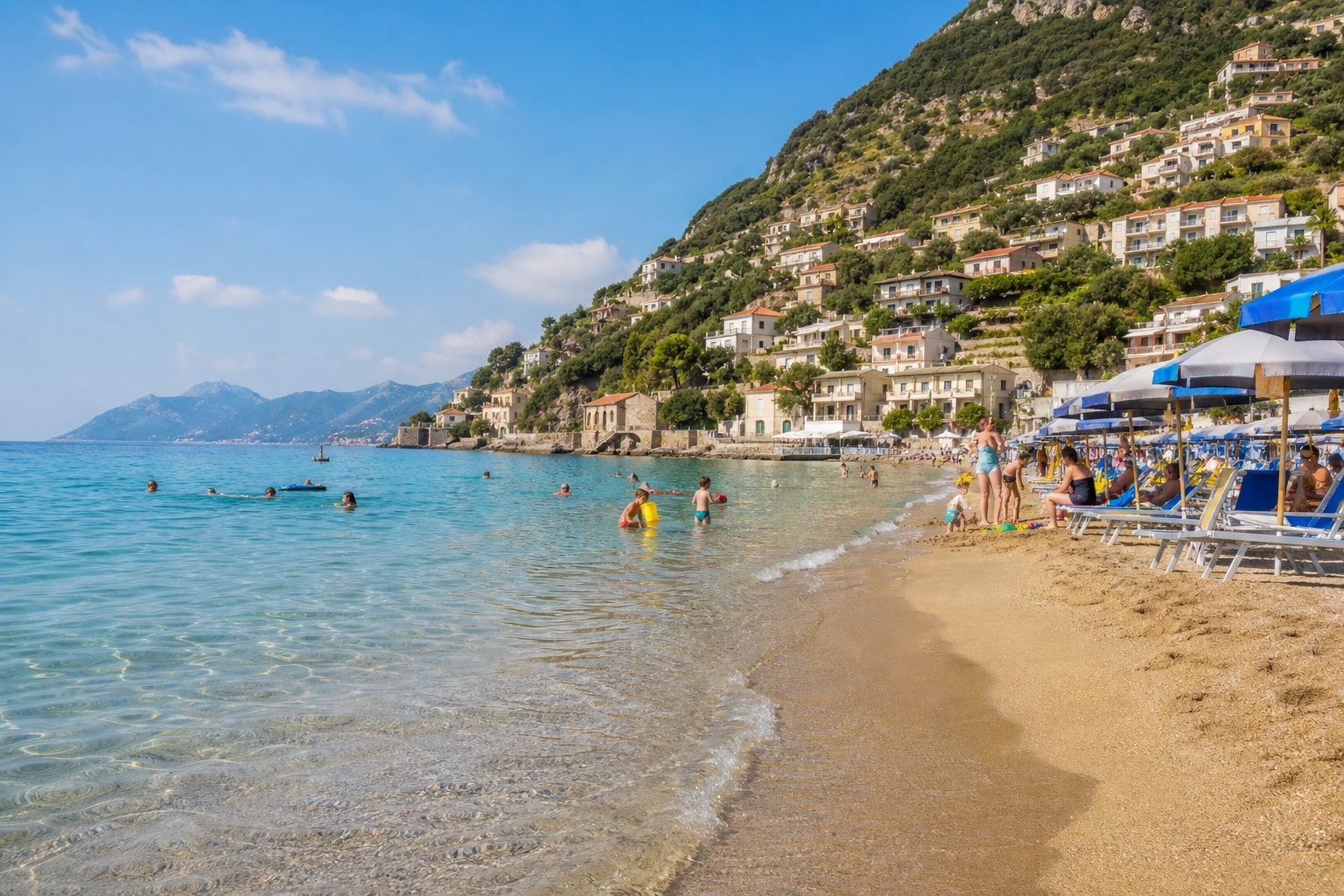 Famiglie e bambini in spiaggia